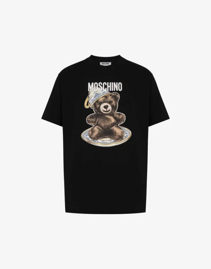 T-shirt i ekologisk bomullsjersey Moschino Teddy Bear