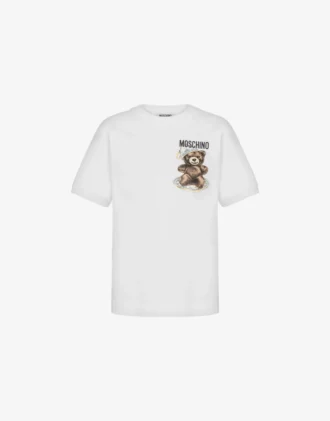 T-shirt i ekologisk bomullsjersey Moschino Teddy Bear