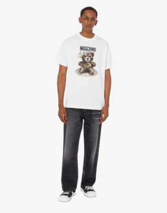T-shirt i ekologisk bomullsjersey Moschino Teddy Bear