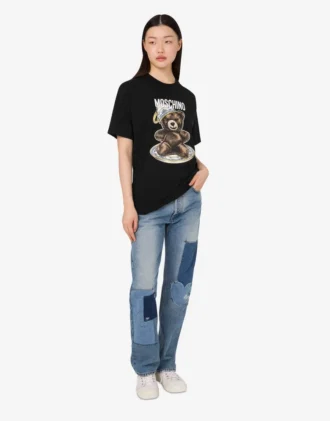 T-shirt i ekologisk bomullsjersey Moschino Teddy Bear