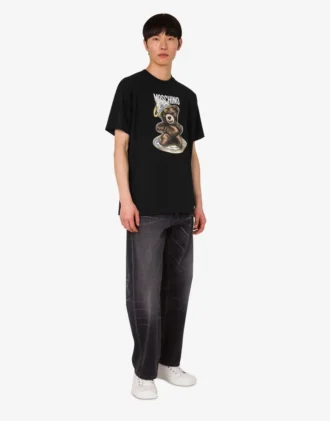 T-shirt i ekologisk bomullsjersey Moschino Teddy Bear