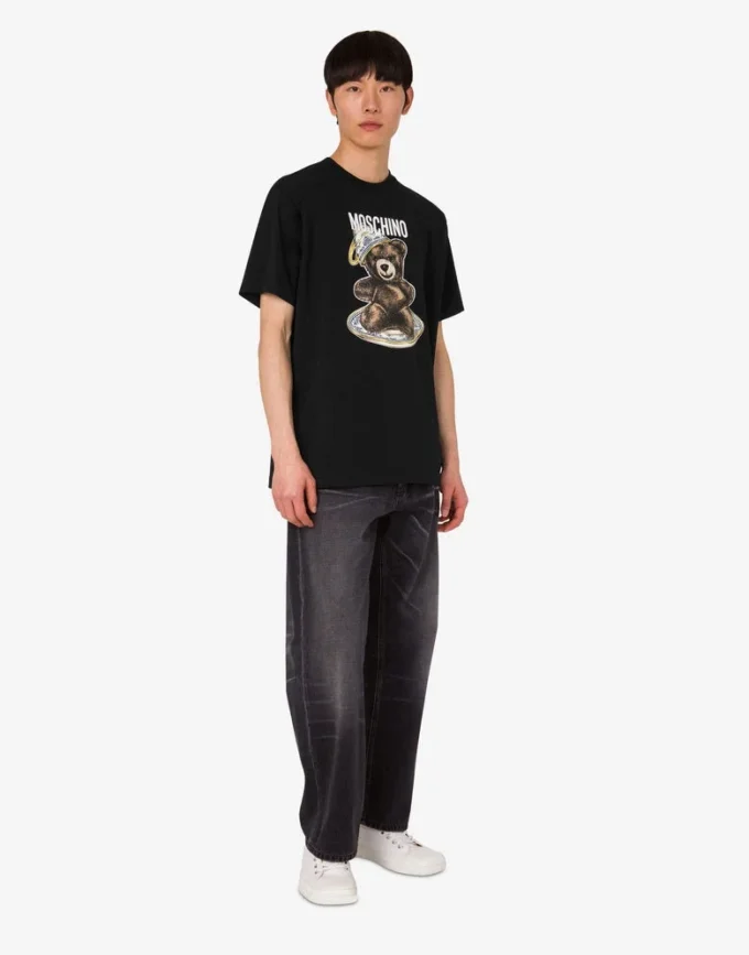 T-shirt i ekologisk bomullsjersey Moschino Teddy Bear