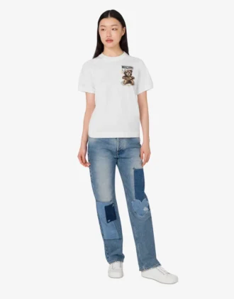 T-shirt i ekologisk bomullsjersey Moschino Teddy Bear