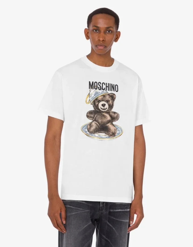 T-shirt i ekologisk bomullsjersey Moschino Teddy Bear