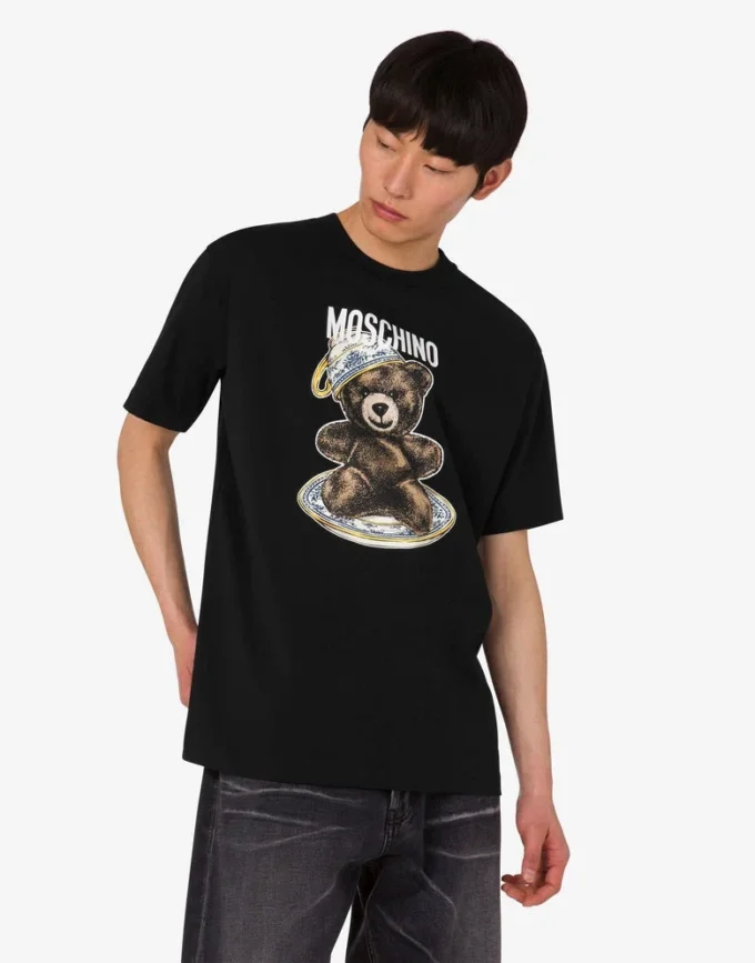 T-shirt i ekologisk bomullsjersey Moschino Teddy Bear