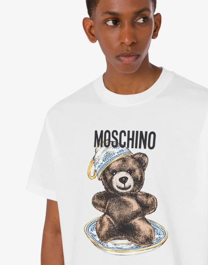 T-shirt i ekologisk bomullsjersey Moschino Teddy Bear