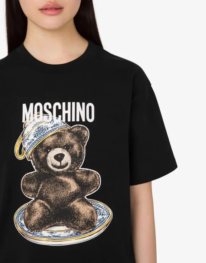 T-shirt i ekologisk bomullsjersey Moschino Teddy Bear