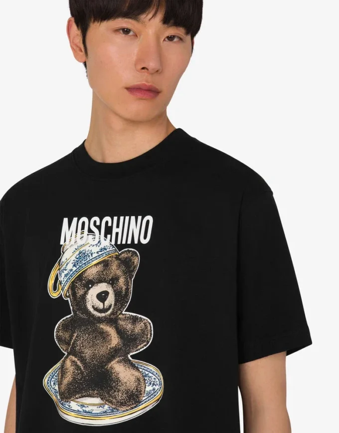 T-shirt i ekologisk bomullsjersey Moschino Teddy Bear