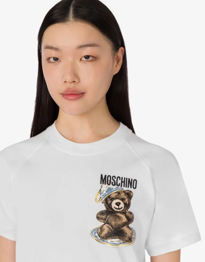 T-shirt i ekologisk bomullsjersey Moschino Teddy Bear