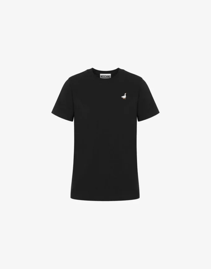 T-shirt i ekologisk jersey med broderad gås T-shirt i ekologisk jersey med broderad gås