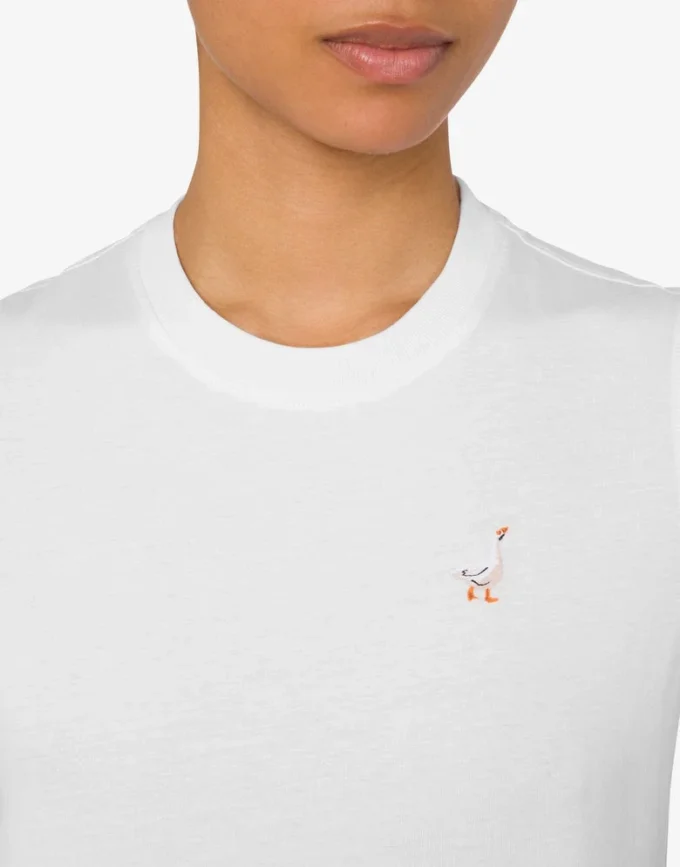 T-shirt i ekologisk jersey med broderad gås T-shirt i ekologisk jersey med broderad gås