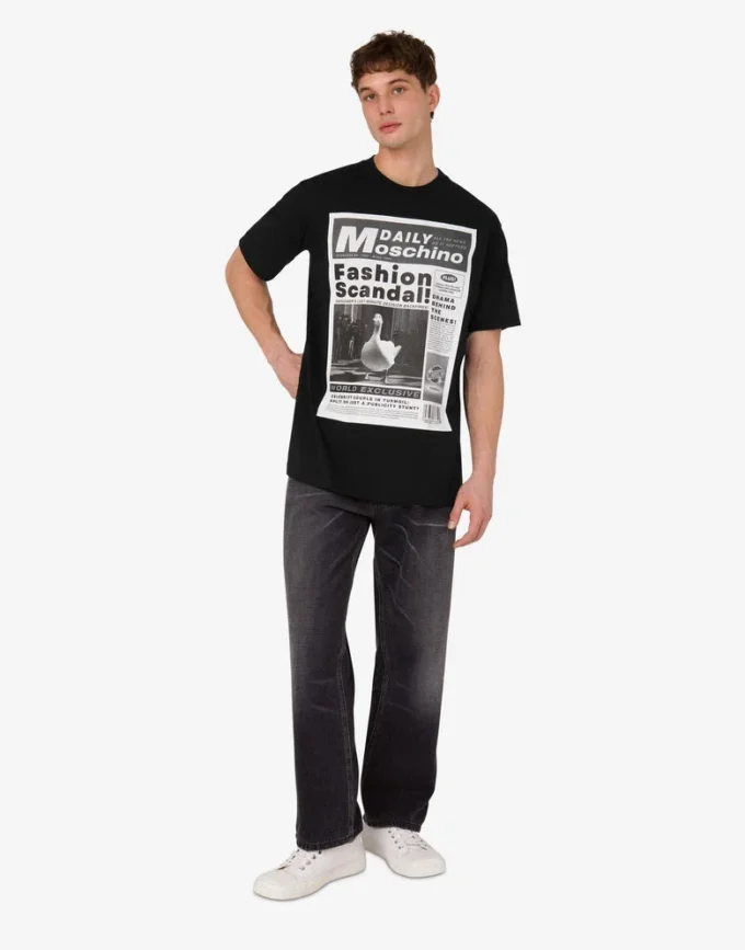 T-shirt i tryckt ekologisk bomullsjersey