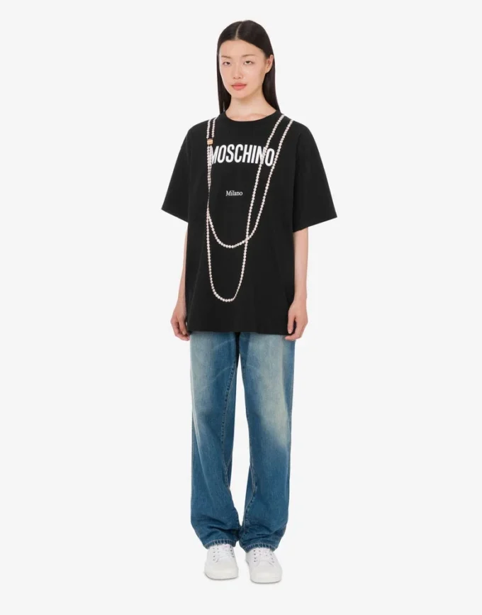T-shirt i tryckt ekologisk bomullsjersey