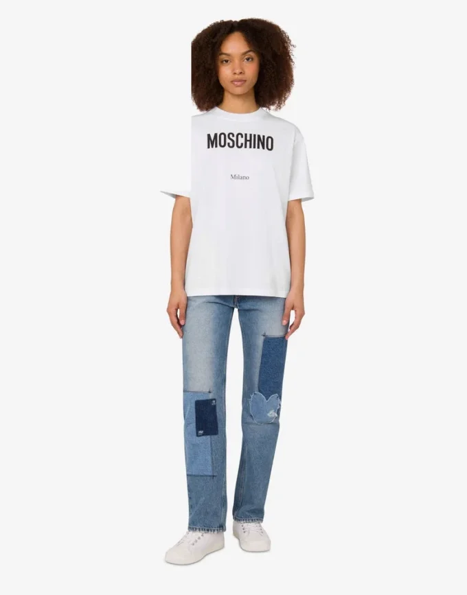 T-shirt i tryckt ekologisk bomullsjersey
