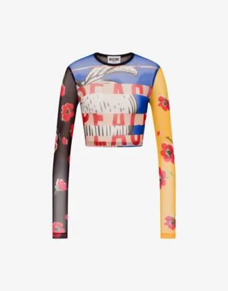 Tryckt crop top i tyll Tryckt crop top i tyll