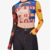 Tryckt crop top i tyll
