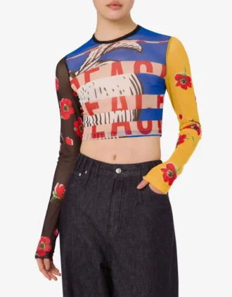 Tryckt crop top i tyll Tryckt crop top i tyll