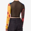 Tryckt crop top i tyll