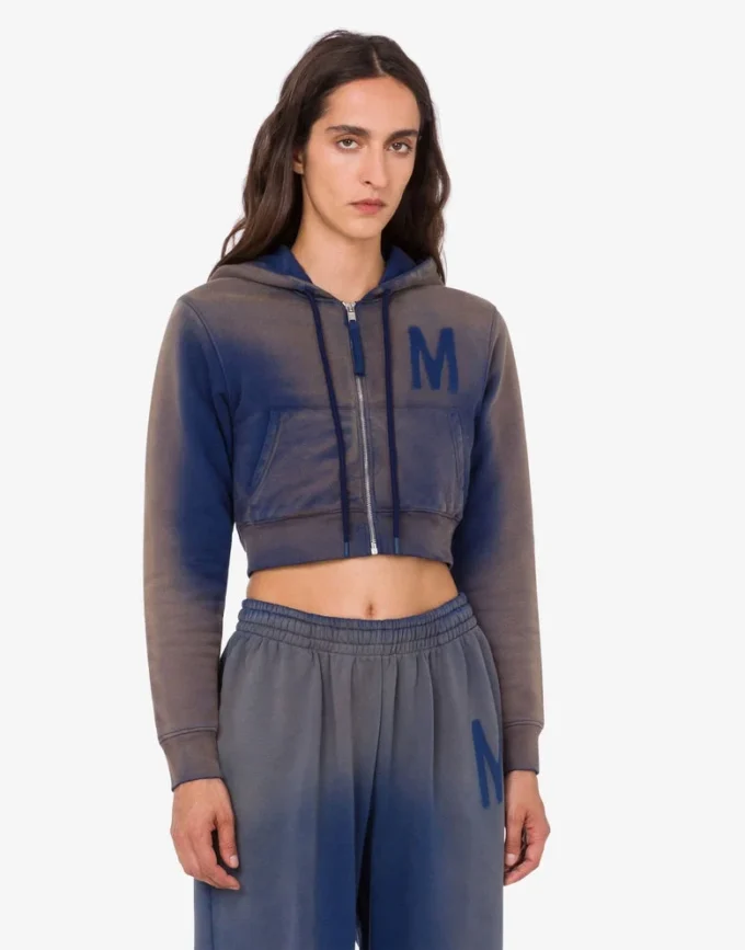 Tryckt kort sweatshirt i ekologisk bomull