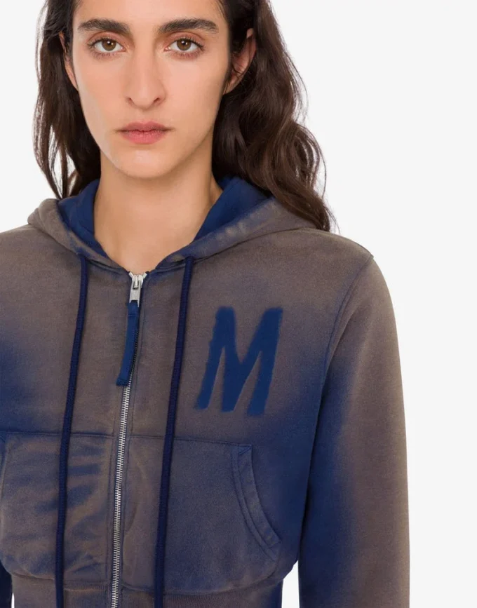 Tryckt kort sweatshirt i ekologisk bomull