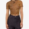 Tryckt kort T-shirt i tyll