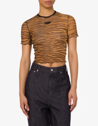 Tryckt kort T-shirt i tyll Tryckt kort T-shirt i tyll