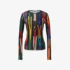 Tryckt stretchjersey-T-shirt