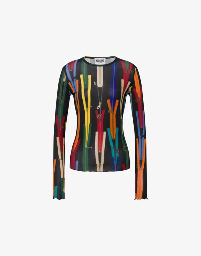 Tryckt stretchjersey-T-shirt