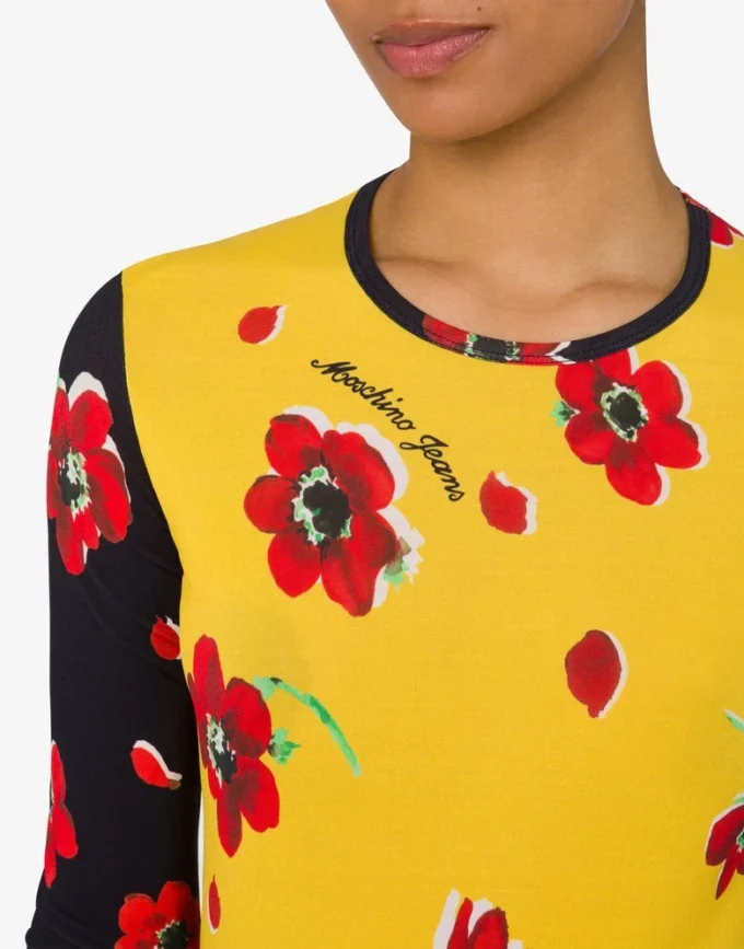 Tryckt stretchjersey-T-shirt