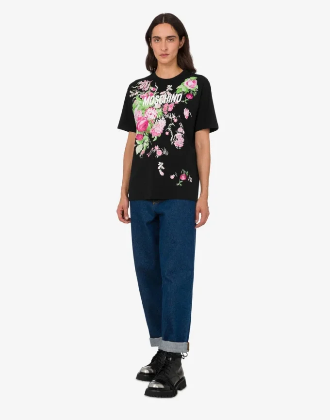 Tryckt T-shirt i kraftig bomull